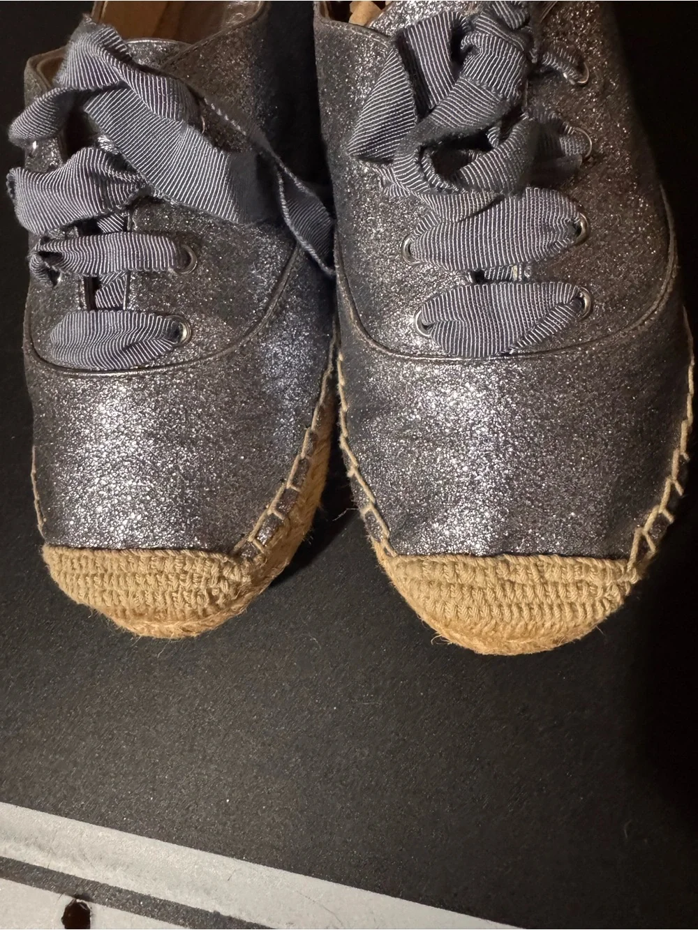 Coach Women's Ramira Glitter Espadrille Sneakers - Blue Gunmetal Size 7